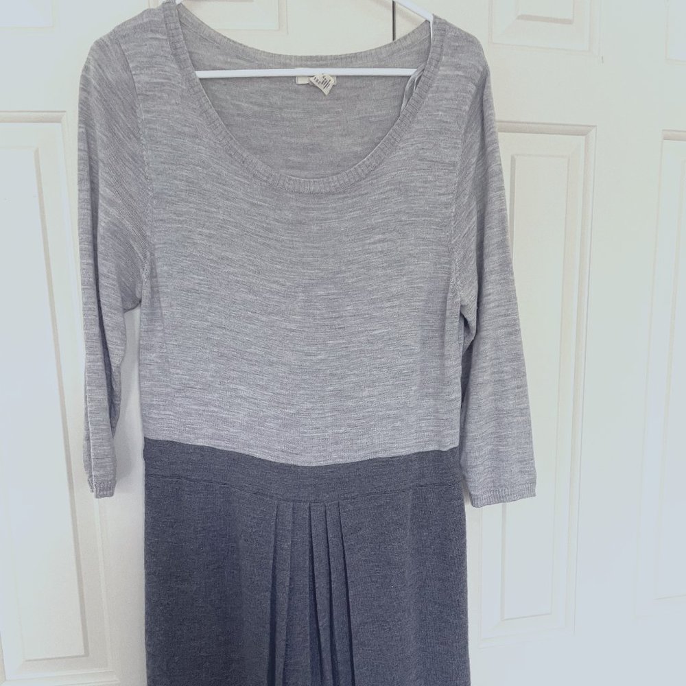 Lands End Canvas Merino Wool Sweater Dress Gray